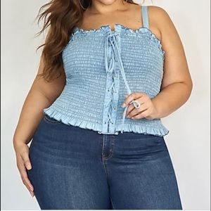 FASHION TO FIGURE Smock Denim Lace Up - 14/16